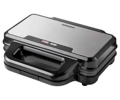 Produktbild von Tomado Tomado TGP2001S - XXL - Panini-Grill - Grillgerät - Sandwichmaker - Antihaftbeschichtung - 900 Watt - Schwarz/Edelstahl