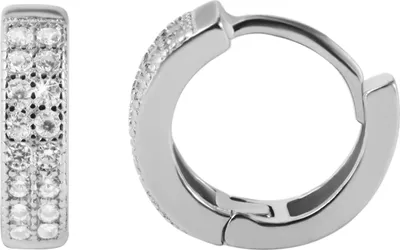 Produktbild von 925/- Echt Silber Klappcreolen "Conny" mit zweireihigem Zirkoniabesatz, 925/rhodiniert