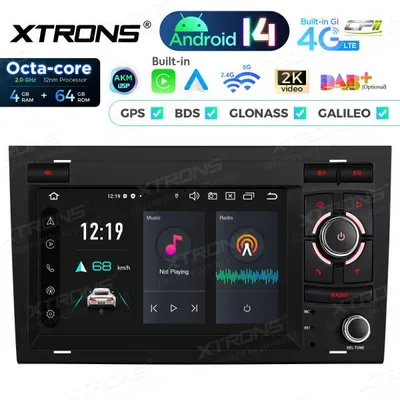 Image de Système multimédia Android 14 Xtrons PX74A4AL de 7 pouces pour Audi A4 et Seat Exeo, compatible CarPlay et équipé d'un processeur DSP