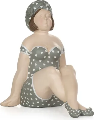 Immagine prodotto di Moritz statuetta decorativa sirena paffuta in costume da bagno seduta decorazione marittima in poliresina idea di decorazione supporto decorazione bagno statua scultura