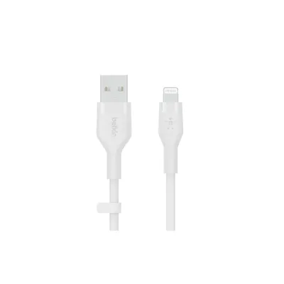 Productafbeelding van Belkin Flex Lightning/USB-A kabel, 2 meter, met Apple MFi-certificering, wit. Artikelnummer: CAA008bt2MWH