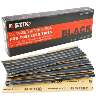 Produktbild von STIX 5x Butyl-Vulkanisierungsstreifen, 200 x 6 mm, Schwarz, Reifenreparatur-Set