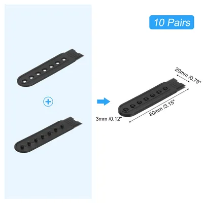 Produktbild von 10 Paar Snapback Riemenabdeckung, 7 L?cher Kunststoff Verstellbare Hut Snap Schnalle Ersatz fš¹r Mš¹tzenreparatur (Schwarz)