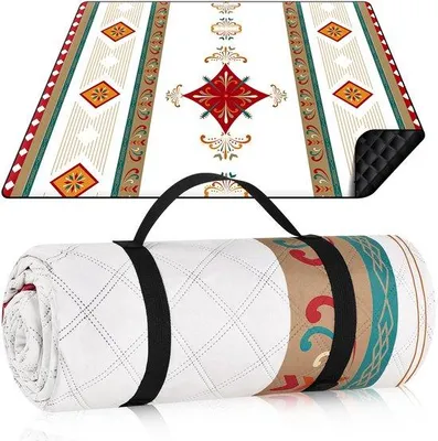 Obrázok produktu pre Ibenzoa® Vodotesná, extra veľká pikniková deka 200×200 cm – materiál: polypong a 80 g akupunkturálna bavlna, podkladová tkanina Oxford, vhodná na pláž, kemping, pre 6–8 osôb