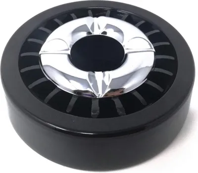 Produktbild von Starlet24® Windaschenbecher SCHWARZ Gluttöter rund flach - stabiler Metall-Kunststoff-Aschenbecher für draußen & drinnen, spülmaschinenfest, Ø 14 cm