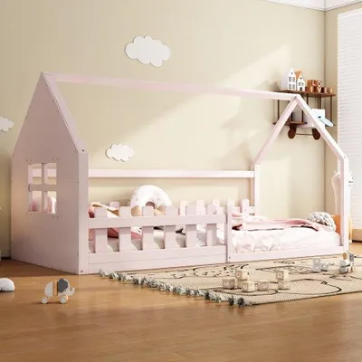 Immagine prodotto di Lettino in legno da 90 x 200 cm, colore rosa