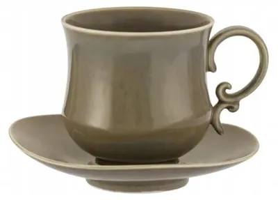 Produktbild von Domdekoracji Porzellan-Tasse 400ml mit Untertasse Grau Retro