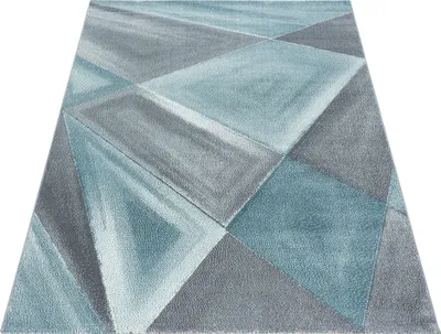 Produktbild von Teppich Läufer Wohnzimmer Blau 80x150 Geometrisches Design aus Polypropylen