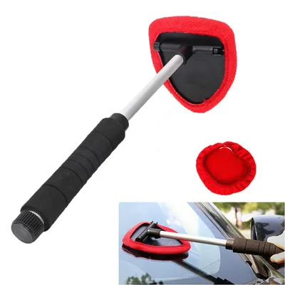 Image de Brosse de nettoyage pour vitres de voiture avec manche réglable - Brosse de nettoyage intérieur pour voiture et pour la maison
