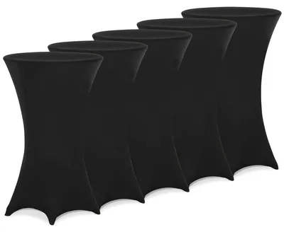 Produktbild von DEUBA® 5x Stehtisch Hussen Ø 60-65/70-75/80-85cm Viele Farben 30°C Waschbar Verstärkte Standfüße Stehtischhusse Überzug Stretch (Ø 70-75cm, Schwarz)