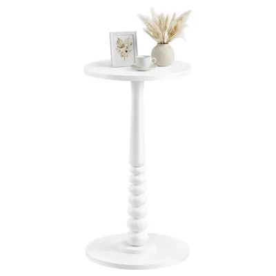 Produktbild von VASAGLE Runder Couchtisch, Beine aus Massivholz, Nachttisch, Beistelltisch für Schlafzimmer, Wohnzimmer, weiß
