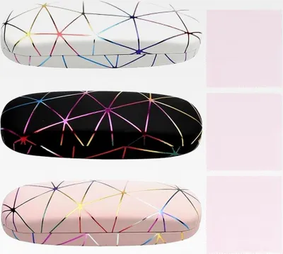 Produktbild von 3 Stück Brillenetui Hardcase Bunt, Brillenetui Damen Hartschale, Tragbar mit Brillenputztuch, für Damen Brillen Sonnenbrille