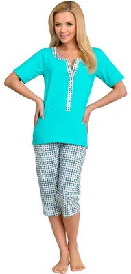 Produktbild von Be Mammy Damen Schlafanzug Stillpyjama H2L2N2 (Türkis, S)