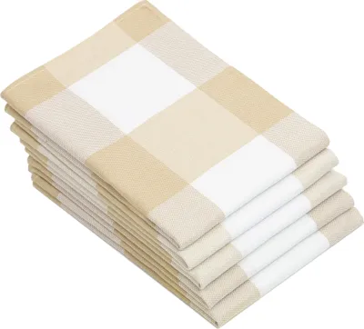 Produktbild von 5er Set Geschirrtücher Baumwolle 50x70 cm beige-kariert