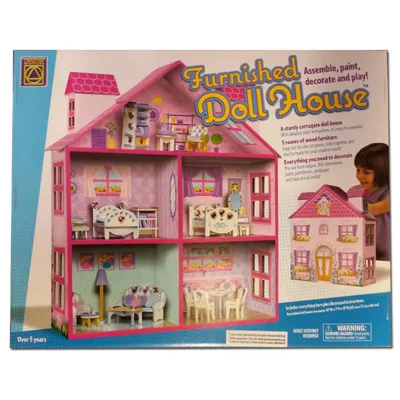 Image de Maison de poupées Creative 40x17x46cm 2 étages 4 pièces Grenier Bois Meubles Nouveau