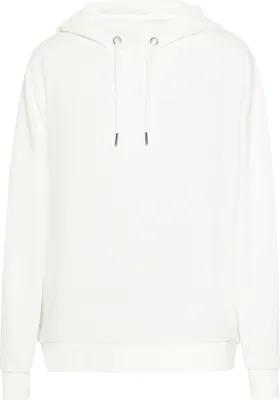 Produktbild von Damen Oversize Hoodie weiß L aus Baumwoll-Polyester-Mix mit Kapuze und Kordelzug