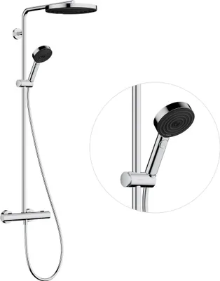 Immagine prodotto di hansgrohe Pulsify S PURO Système de douche 260, 1jet, Ecostat Fine, douchette à main 3jet, 24236000, 24236000