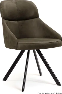 Produktbild von Esszimmerstuhl drehbar (2er-Set) Diann 52x82x63 Schwarz/Khaki