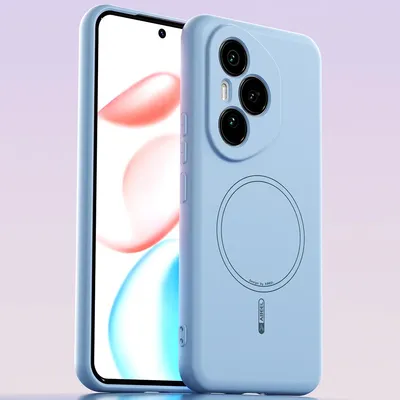 Produktbild von Magnetische Handyhülle für Honor 400 Pro, MagSafe kompatible, Flüssig Silikon Stoßfest Kratzfest Hülle Blau