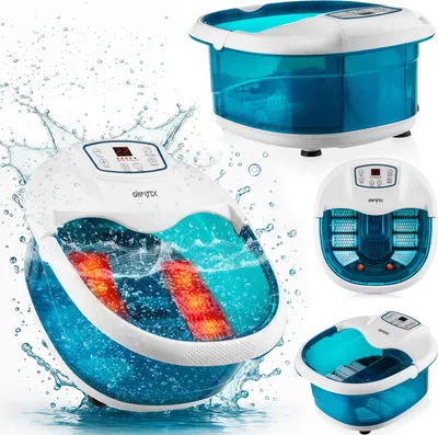 Image de Gymtek® Bain de pieds avec fonction massage, Appareil de massage pour bain de pieds, Baignoire pour pieds avec massage & chaleur, Bain de pieds bouillonnant Incl. hydromassage & massage par vibrations