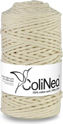 Zdjęcie produktu dla ColiNea, sznurek bawełniany z bawełnianym rdzeniem, pleciony, 3 mm, 100 m, kość słoniowa