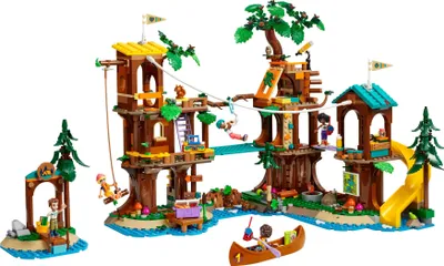 Produktbild von LEGO Friends Baumhaus im Abenteuercamp, Spielset für Mädchen und Jungen ab 8 Jahren mit 5 Spielfiguren und 5 Tieren, Geschenkidee für kreatives Spielen, Sportspielzeug 42631