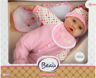 Obrázok produktu pre Baby Beau Babypop s fľašou a podbradníkom, 40 cm