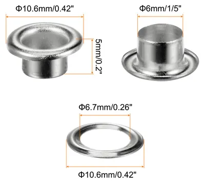 Produktbild von 200 Satz Runde ?sen Set, 6mm Loch Metall?sen mit Unterlegscheiben fš¹r Planen Scrapbooking Schuhe Kleidung Leder Leinwand DIY Projekt Tasche (Silber)