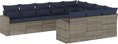 Produktbild von vidaXL 10-tlg. Garten-Sofagarnitur mit Kissen Grau Poly Rattan
