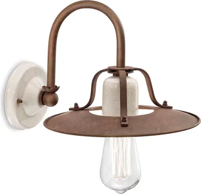 Produktbild von Wandleuchte Metall E27 25 cm breit Creme Rostbraun Vintage Wandlampe