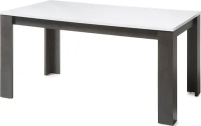 Produktbild von Esstisch ausziehbar auf 200cm ETON-61 in Betonoptik dunkel & Hochglanz weiß B/H/T: 158-200/75/88cm