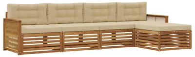 Productafbeelding van vidaXL Tuinset met 5 zitplaatsen, natuurlijke en beige kleur