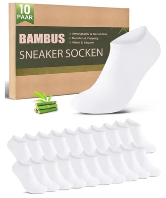 Produktbild von Sneaker Socken Herren Damen 10/20 Paar Bambus Atmungsaktiv Anti-Geruch 43-46 Weiß