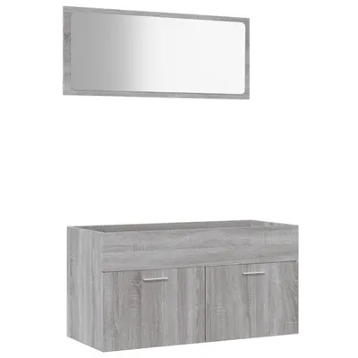 Produktbild von 2-tlg. Badmöbel-Set Grau Sonoma Holzwerkstoff