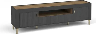 Produktbild von BETTSO RTV-Mehrzweckschrank aus Holz mit Rillen MOSSA Schwarz