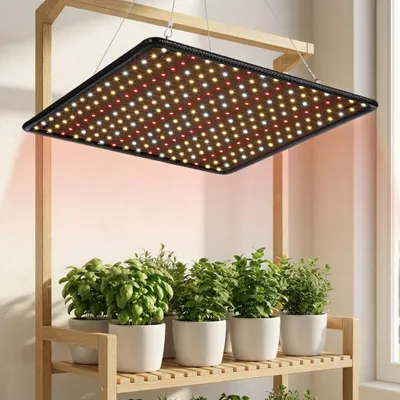 Produktbild von 45W LED-Pflanzenlampe, 256 VollspektrumLEDs, 3 cm ultraflaches Panel, Hängeleuchte für Zimmerpflanzen, Hydrokulturen, Gewächshäuser Gemüse und Kräuter