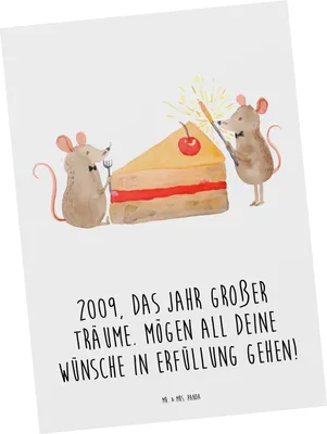 Produktbild von Mr. & Mrs. Panda Postkarte 2009 Geburtstag - Weiß - Geschenk, Erinnerung, Alter, Geburtstagsgeschenk, einzelkarte, Feier, Grußkarte, Happy Birthday, Fotokarte, Jahrestag