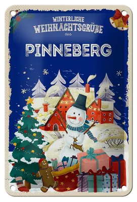 Produktbild von Blechschild Weihnachtsgrüße PINNEBERG Geschenk Dekoration 12x18cm