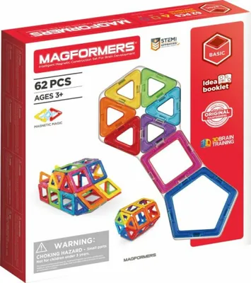Obrázek produktu pro Kovová stavebnice Magformers 62 dílků - 20 trojúhelníků, 30 čtverců, 12 pětiúhelníků, od 6 let