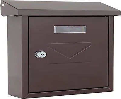 Immagine prodotto di Cassetta postale in acciaio marrone con sportello e targhetta porta-nome