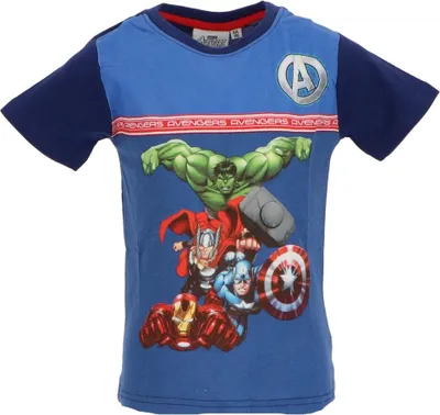 Produktbild von Avengers Kinder T-Shirt aus Baumwolle mit Print kurzarm Größe 4 Jahre Dunkelblau