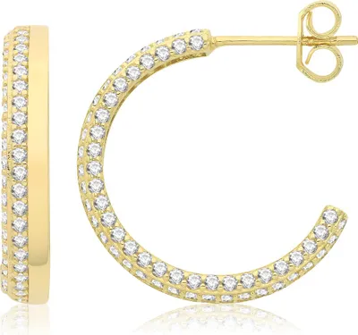 Produktbild von Exquisite 9 Karat (375) Gold Damen - Paar Creolen mit Zirkonia; TRS35890