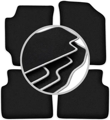 Produktbild von Fußmatten Velours Schwarz/Silber für Hyundai Elantra III 2000-2006 Set 4-tlg