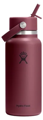 Image de Bouteille réutilisable Hydro Flask de 946 ml (32 oz), avec paille flexible et bouchon adapté, couleur rouge