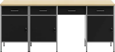 Produktbild von vidaXL Werkbank mit Speicher 4 stk. Schwarz Ingenieure Holz und Stahl