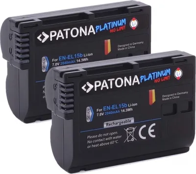 Produktbild von ARLI SET: 2 x Patona Platinum Akku für Nikon EN-EL15b D7000 D7100 D600 D610 D800 D800E D810 D850 Z7 V1