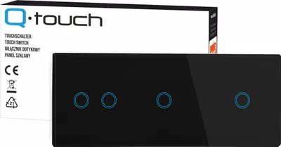 Produktbild von Touchschalter Panel 2+1+1 Glas schwarz Qtouch Wandschalter ohne Modul