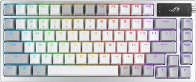 Zdjęcie produktu dla ASUS ROG Azoth, 75%, Przewodowy i Bezprzewodowy, USB + RF Wireless + Bluetooth, Mechaniczna, RGB LED, Biay