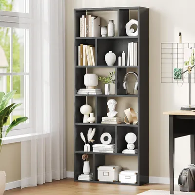 Immagine prodotto di Libreria a 12 scomparti, 6 ripiani, autoportante, dimensioni 173x60x24 cm, colore nero