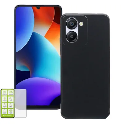 Produktbild von Handyhülle + Display Hartglas für Blackview Color 8 Silikon H9 Tasche Schwarz